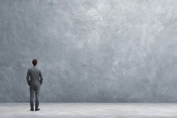 Obraz premium Business professional standing and facing a blank wall with ample copy space