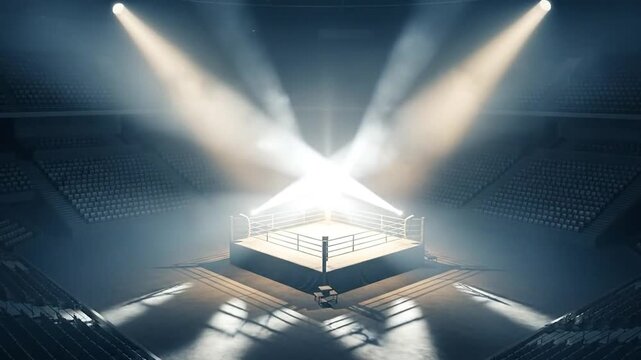 Boxing Ring Spotlight Dramatic Fight Scene.