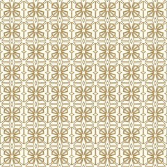 Dense Geometric Grid Islamic Pattern in Gold Line Art