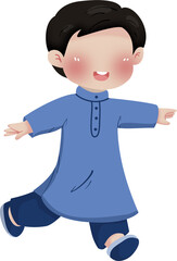 Happy boy running illustration