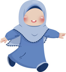 Little girl in blue hijab illustration