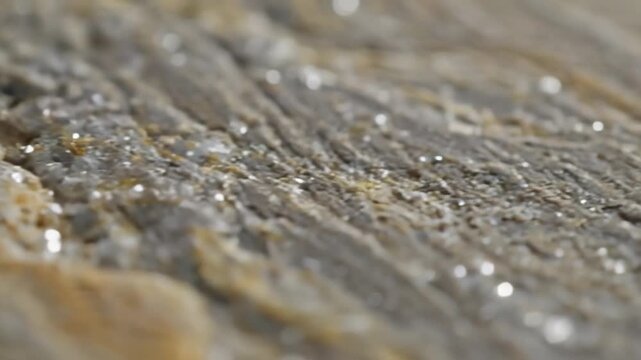 Stratified Earth Layers Close-up of finely stratified sedimentary rock revealing delicate, parallel layers and subtle color variations.