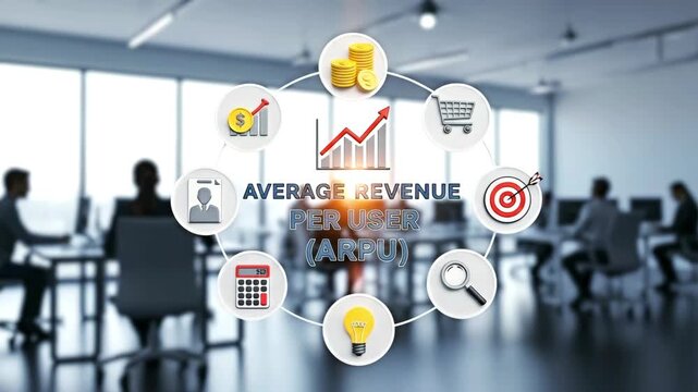 Business team discussing average revenue and market concept.