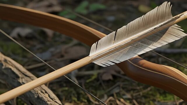Close-up of Arrow and Bow - Archery in Nature.