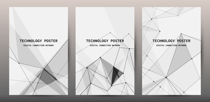 Abstract Technology Posters with Digital Connection Network