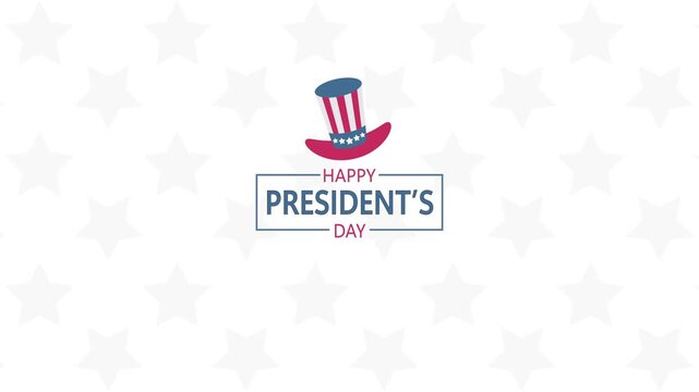 Happy President's Day greeting animation with hat symbol with copyscape, greeting card, celebration, event