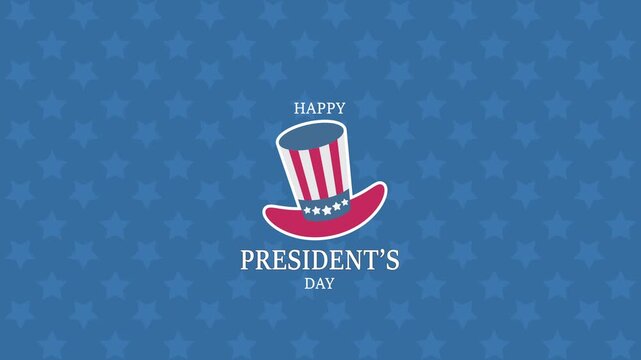 Happy President's Day greeting animation with hat symbol with copyscape, greeting card, celebration, event