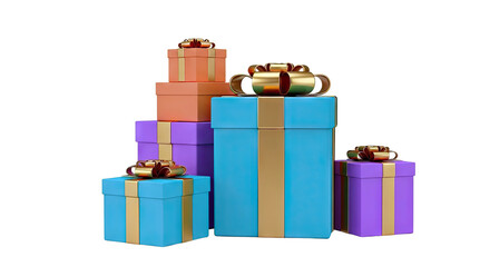 Obraz premium Colorful gift boxes with gold ribbons