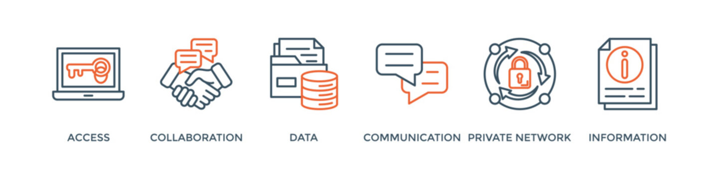 Intranet banner web icon vector illustration concept for global network system with icon of access, collaboration, data, communication, private network, and information technology