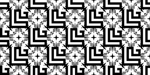 Seamless Transparent Geometric Black and White Monochrome Art Deco Pattern Template