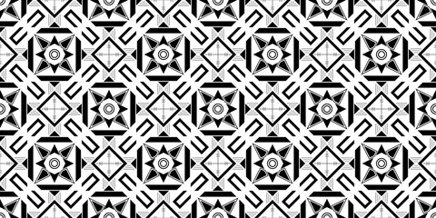 Seamless Transparent Geometric Black and White Monochrome Art Deco Pattern Template