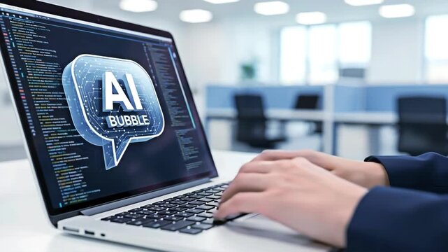 Programming code with the AI bubble concept for the technology concept.