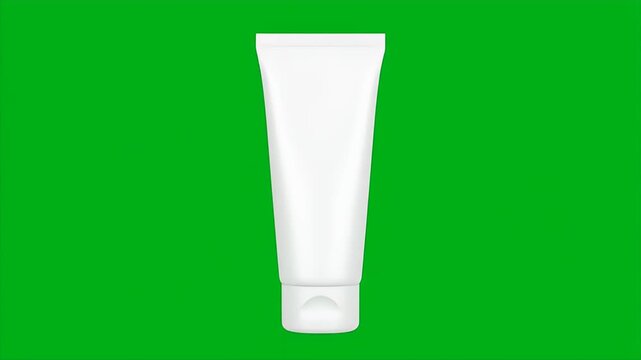 Isolated White Cream Tube Mockup Product Display On Vibrant Green Screen Background Cosmetics Beauty Promotion Video