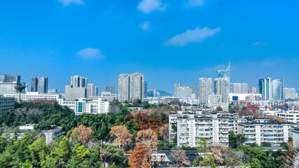 Wuhan Cityscape Shows Modern Urban Development Mixing with Nature and Green Space © NguyenMinh