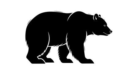 Obraz premium Silhouette of a Black Bear Standing Profile View.