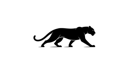 Obraz premium Silhouette of a black panther walking with a powerful stride.