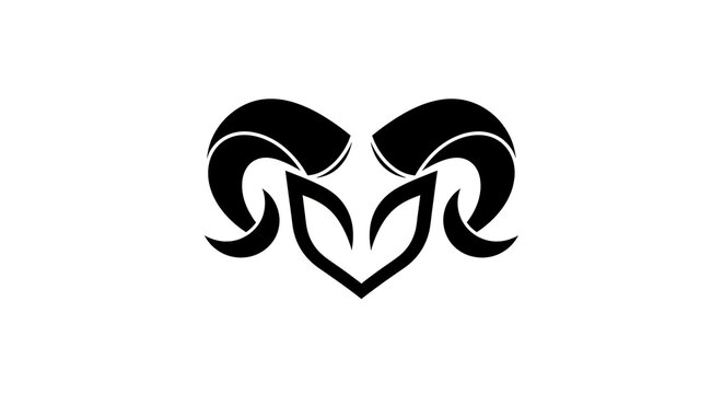 Ram Head Silhouette Minimalist Logo Design.