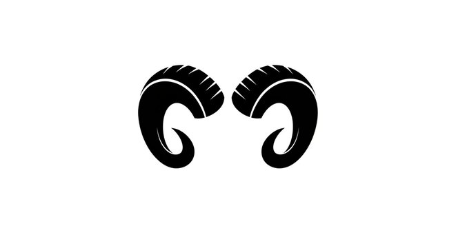 Ram Horns - A Symbol of Strength and Determination in Black and White.