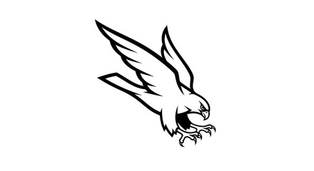 Powerful Falcon in Flight - A Striking Black and White Illustration.