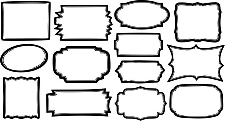 Obraz premium Vintage Decorative Label Frames Collection in Black and White for Logos, Badges, Packaging, Certificates, and Retro Designs