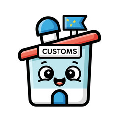 Naklejka premium Cartoon Customs Office Building