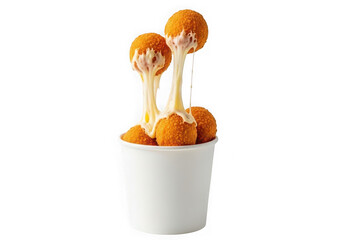 Mozzarella cheese balls in a white cup isolated on transparent background