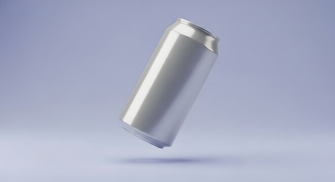 Silver Aluminum Beverage Can Mockup on Neutral Background
