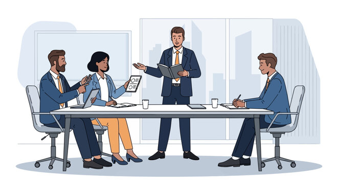 Business Professionals in Meeting Room Discussion.