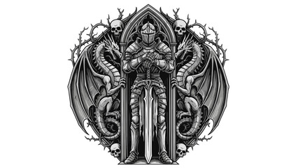 Knight with Dragons Illustration