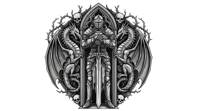 Knight with Dragons Illustration