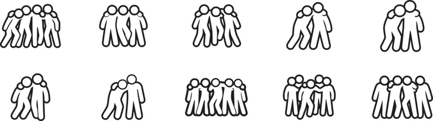 Friendship and Teamwork Stick Figure Icons Collection
