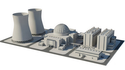 3d model of nuclear power plant on transparent background isolated on white