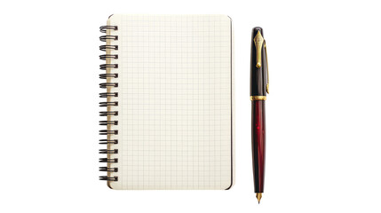 Spiral notebook and pen on transparent background