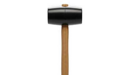 Black rubber mallet with wooden handle isolated on transparent background