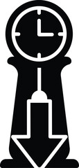 Fototapeta premium Vector clock on hourglass with down arrow, symbolizing time management and deadline