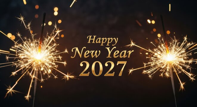 Happy New Year 2027 Sparklers Celebration