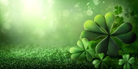 Shamrocks, green background.