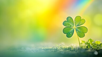 Four-leaf clover, rainbow, St. Patrick's.