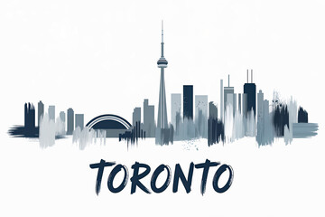 Obraz premium Abstract Brushstroke Art of Toronto City Skyline with Text