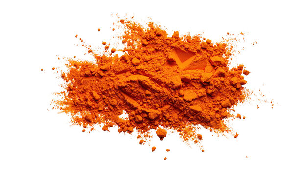 Isolated, vibrant orange powder explosion against a stark black background