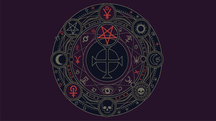 Fototapeta premium Occult Symbolism: Intricate Esoteric Design with Mystical Elements