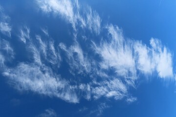 Blue sky with cirrus clouds, natural cloudscape