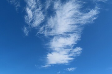 Cirrus clouds in blue sky, natural cloudscape