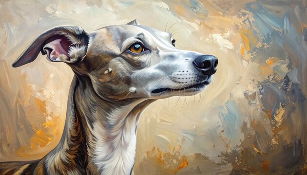 &Ouml;lgem&auml;lde Windhund