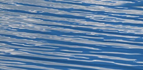 Closeup of blue water texture, panoramic view
