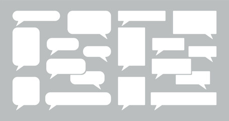 Set of white flat speech bubbles in different shapes and sizes for messages, dialogs and chats © Yana