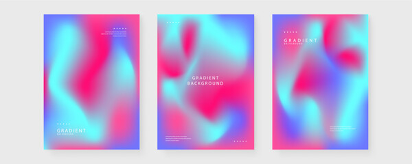 Artistic cool cyan and magenta liquid mesh gradient posters with smooth dreamy color transitions