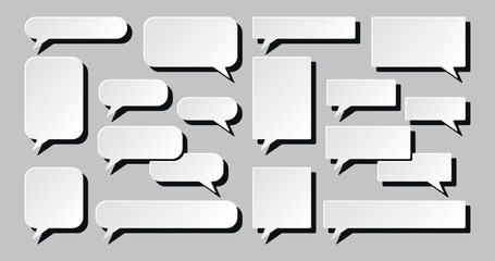 Obraz premium Set of volumetric white speech bubbles with soft gradient and deep black shadow