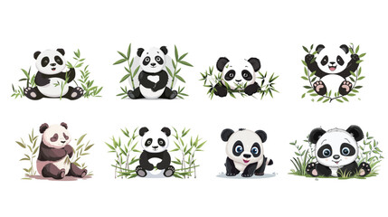 Naklejka premium A cute panda character illustration isolated on white background