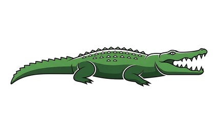 Obraz premium Green Crocodile Illustration with Open Mouth.